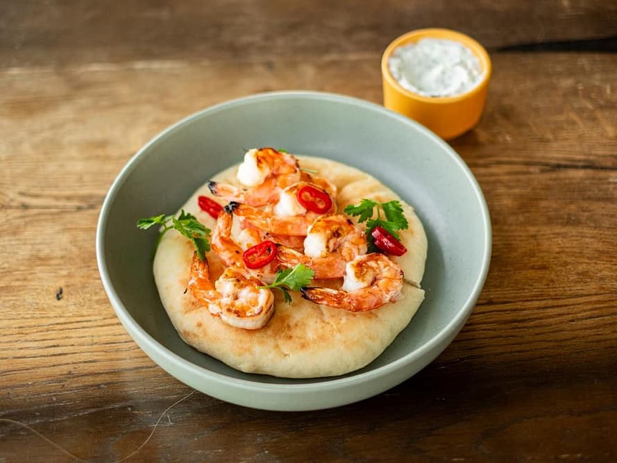 Prawn Souvlaki with Tzatziki