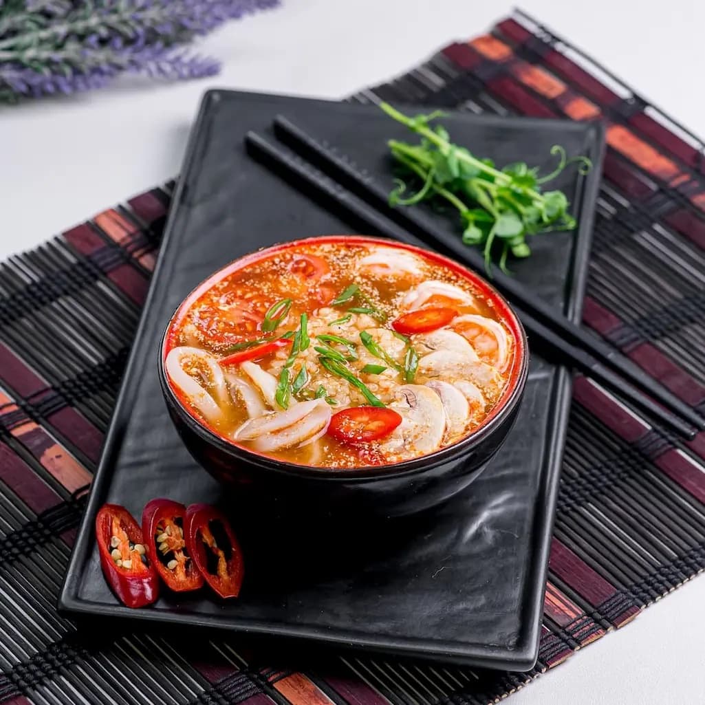 Tom Yam with Prawn and Squid