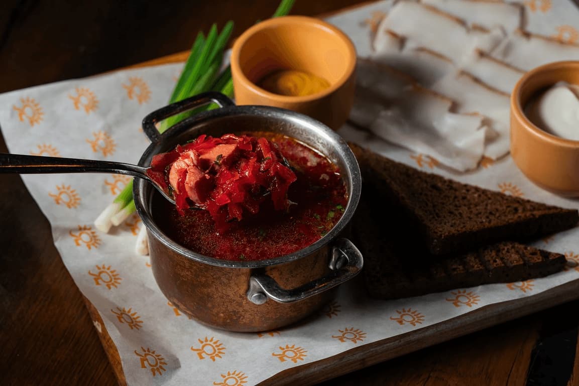 Ukrainian Borshch with Black Bread