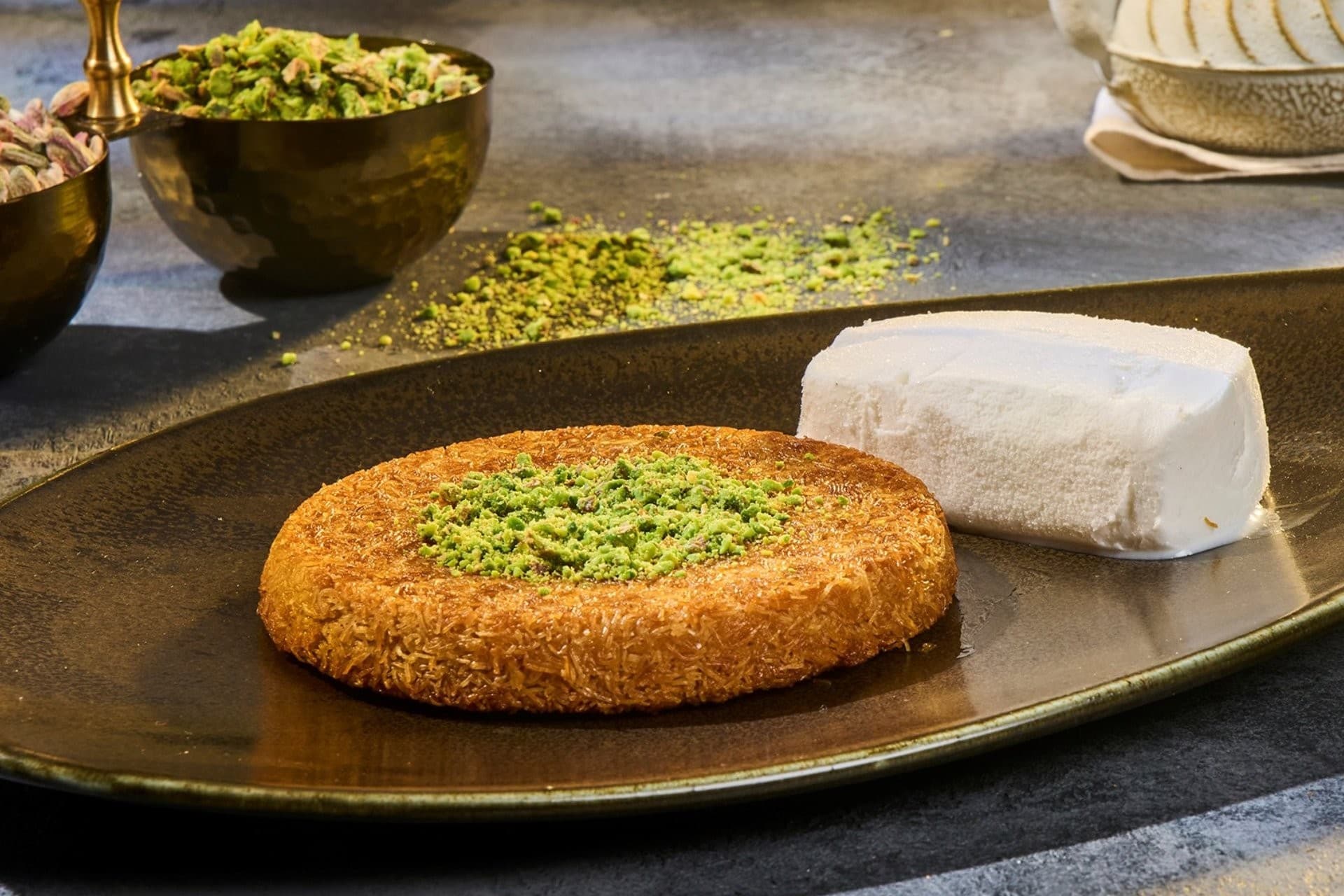 Kunefe with Kaymak