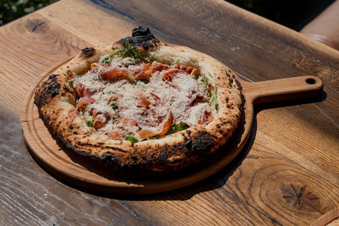 Pizza with Jamon and Truffle Aioli