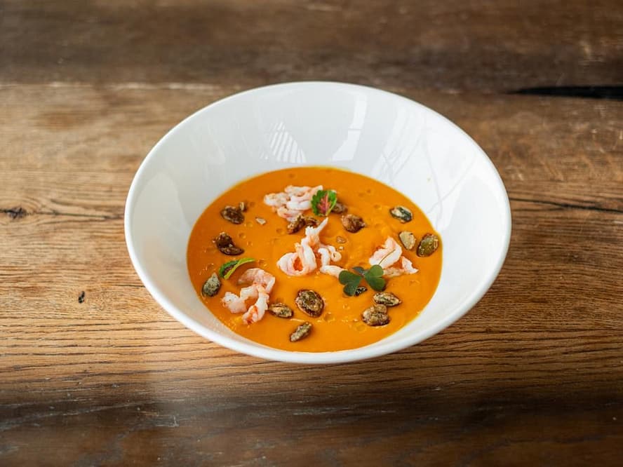 Pumpkin Soup with Prawns