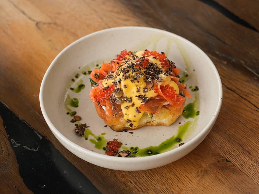 Salmon Brioche with Poached Egg