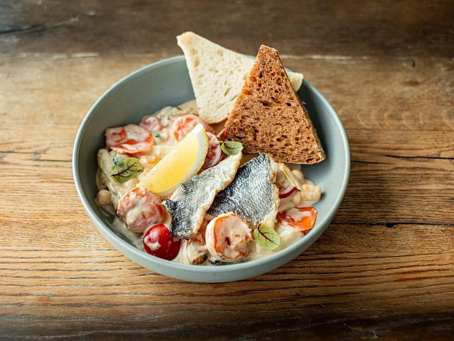 Seafood Saute in Dor Blu Cream