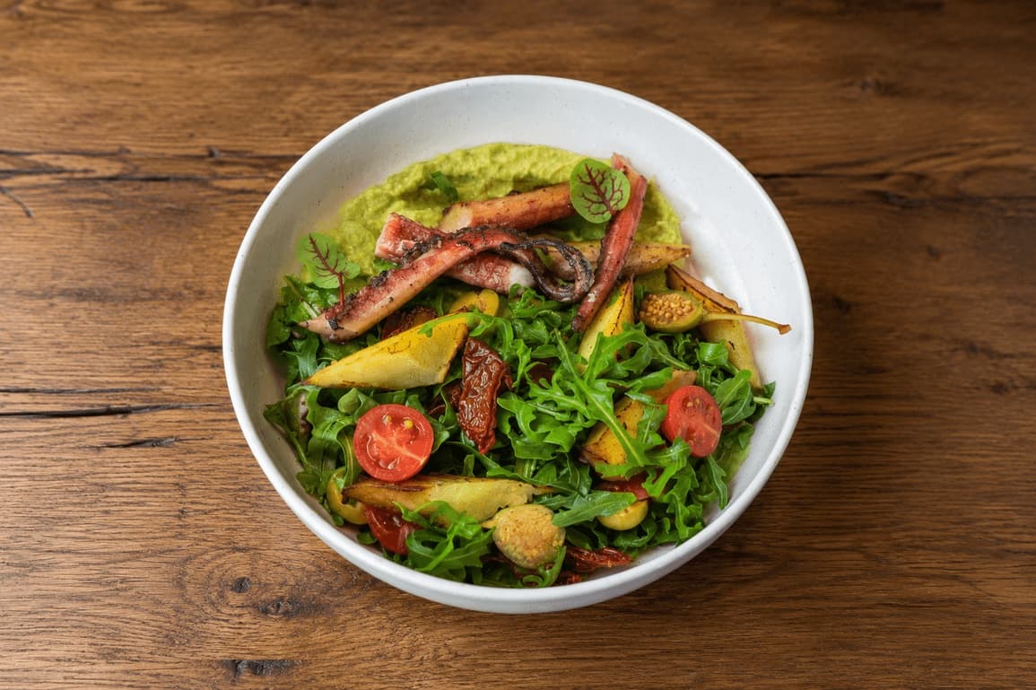 Squid Tentacle Salad with Guacamole